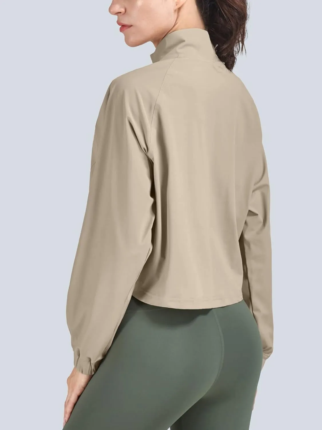 UPF 50  Workout Jackets for Women Athletic Zip Up Running Jacket Sun Protection Lightweight UPF Cropped Jacket