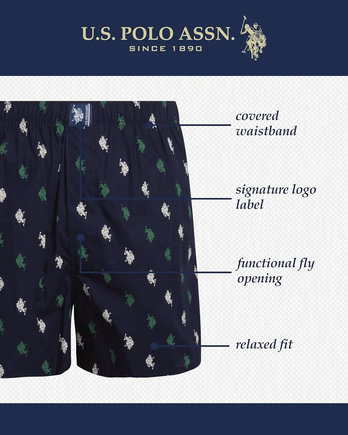 U.S. Polo Assn. Men's Underwear – Woven Boxers with Functional Fly (3 Pack)