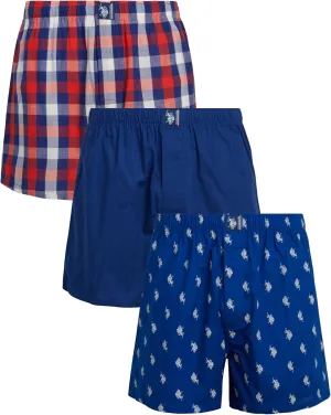 U.S. Polo Assn. Men's Underwear – Woven Boxers with Functional Fly (3 Pack)