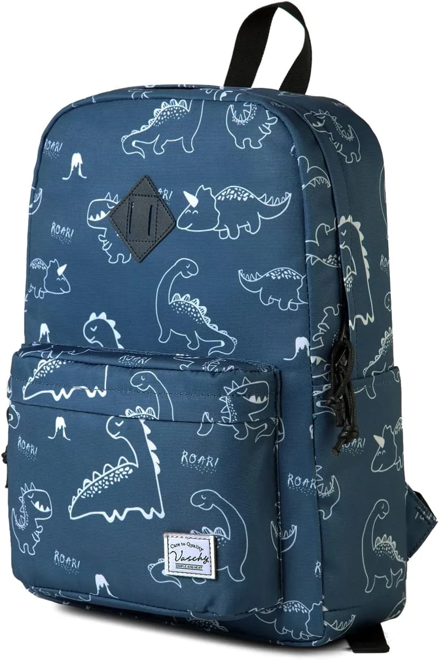 VASCHY Backpack for School, Lightweight Water Resistant Bookbag Casual Daypack for Man/Boys Dinosaurs
