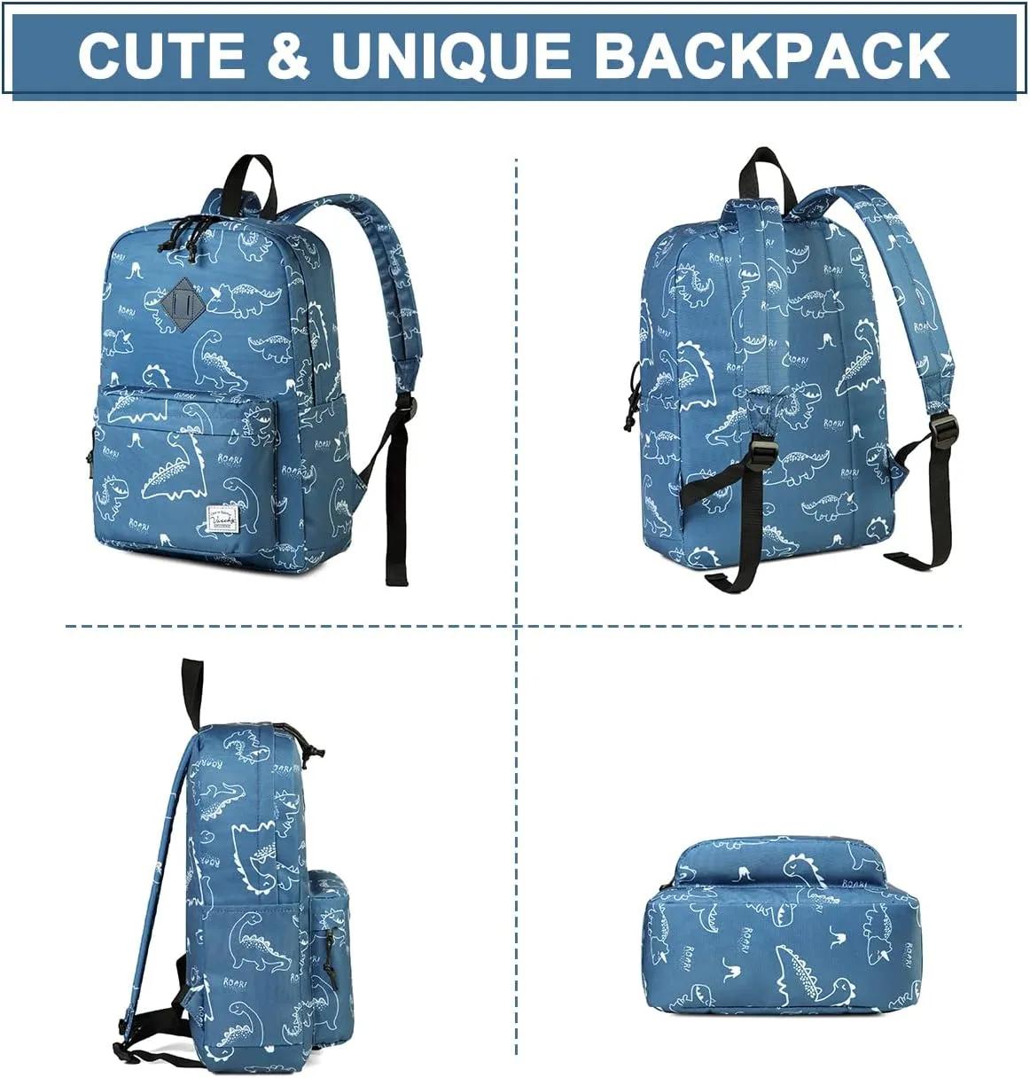 VASCHY Backpack for School, Lightweight Water Resistant Bookbag Casual Daypack for Man/Boys Dinosaurs