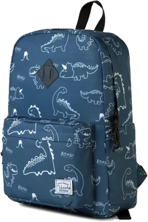 VASCHY Backpack for School, Lightweight Water Resistant Bookbag Casual Daypack for Man/Boys Dinosaurs