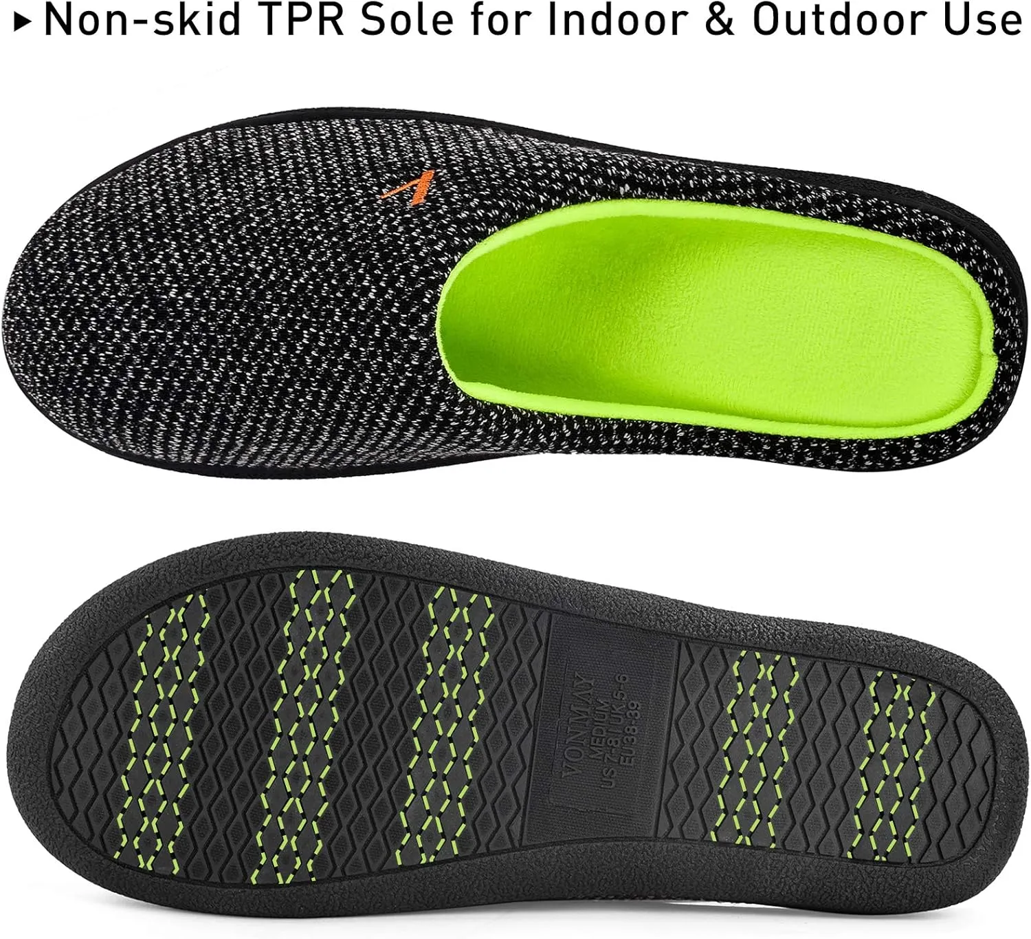 VONMAY Women's Slip On Slippers Warm Two-Tone Memory Foam House Shoes Lightweight Non-Slip Indoor Outdoor