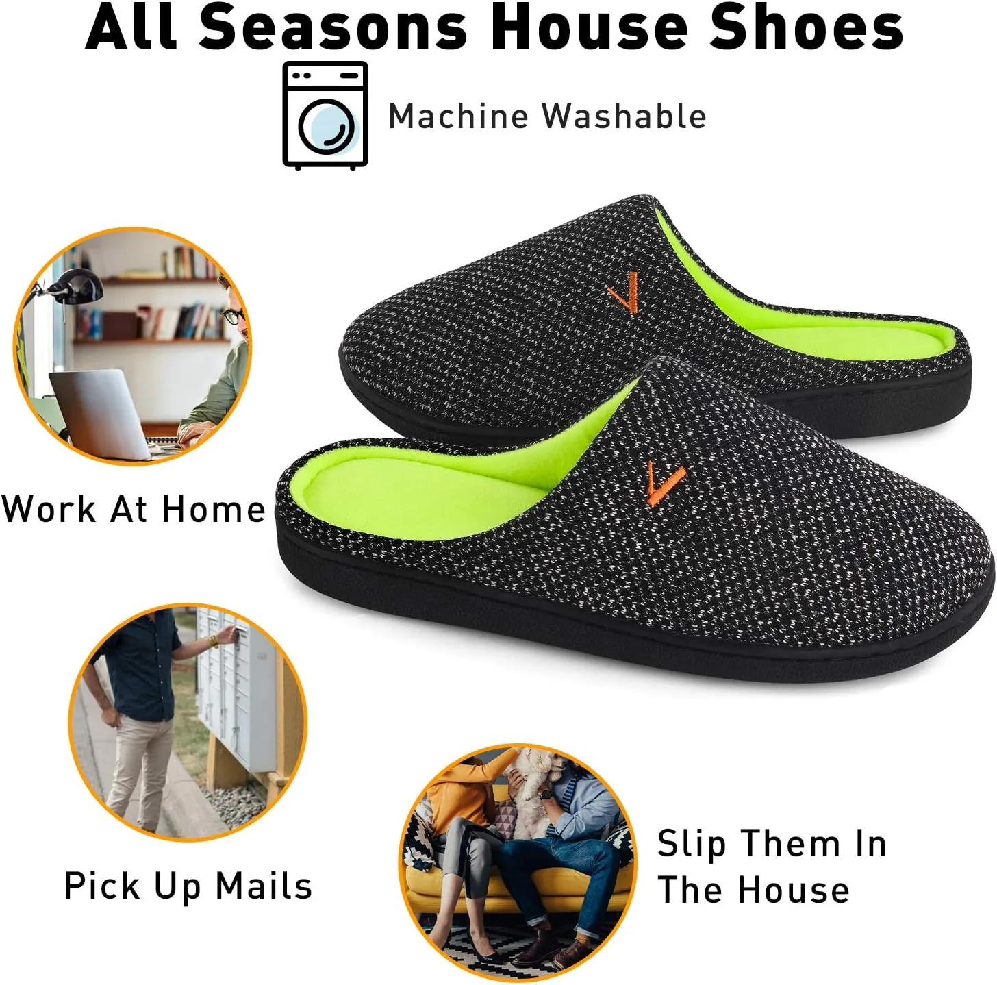 VONMAY Women's Slip On Slippers Warm Two-Tone Memory Foam House Shoes Lightweight Non-Slip Indoor Outdoor