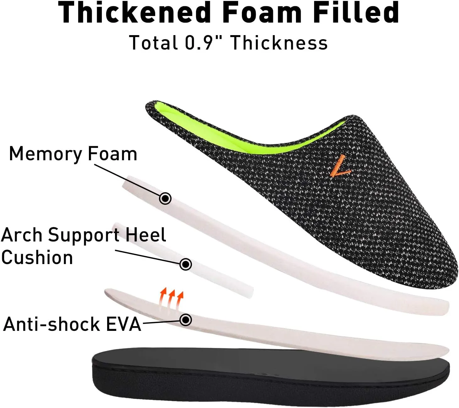 VONMAY Women's Slip On Slippers Warm Two-Tone Memory Foam House Shoes Lightweight Non-Slip Indoor Outdoor