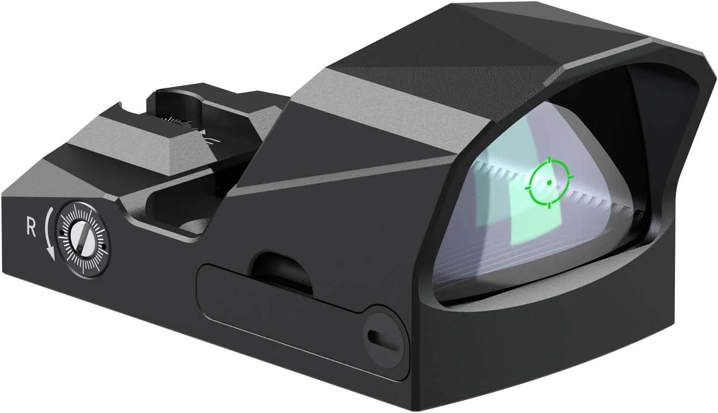 VOTATU PMD504-G Micro Green Dot Sight Compatible with RMR Cut-Multiple Reticle 2 MOA Dot and 62 MOA Circle Shake Awake Reflex Sight with Picatinny Mount Adapter
