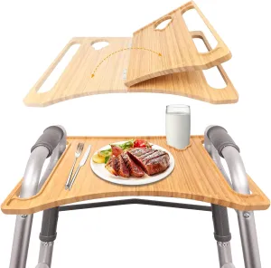 Walker Tray Table with Cup Holder | Foldable, Portable, and Versatile Bamboo Tray for Walkers | Ideal for Dining, Crafts, Laptops & More | Lightweight Mobility Accessory for Seniors