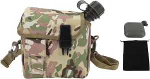 Water Canteen, 1.5L Large Outdoor Water Bottle Portable Flat Adjustable Waist Bag Camping Canteen Leak Proof Reservoir Jug for Hiking Climbing