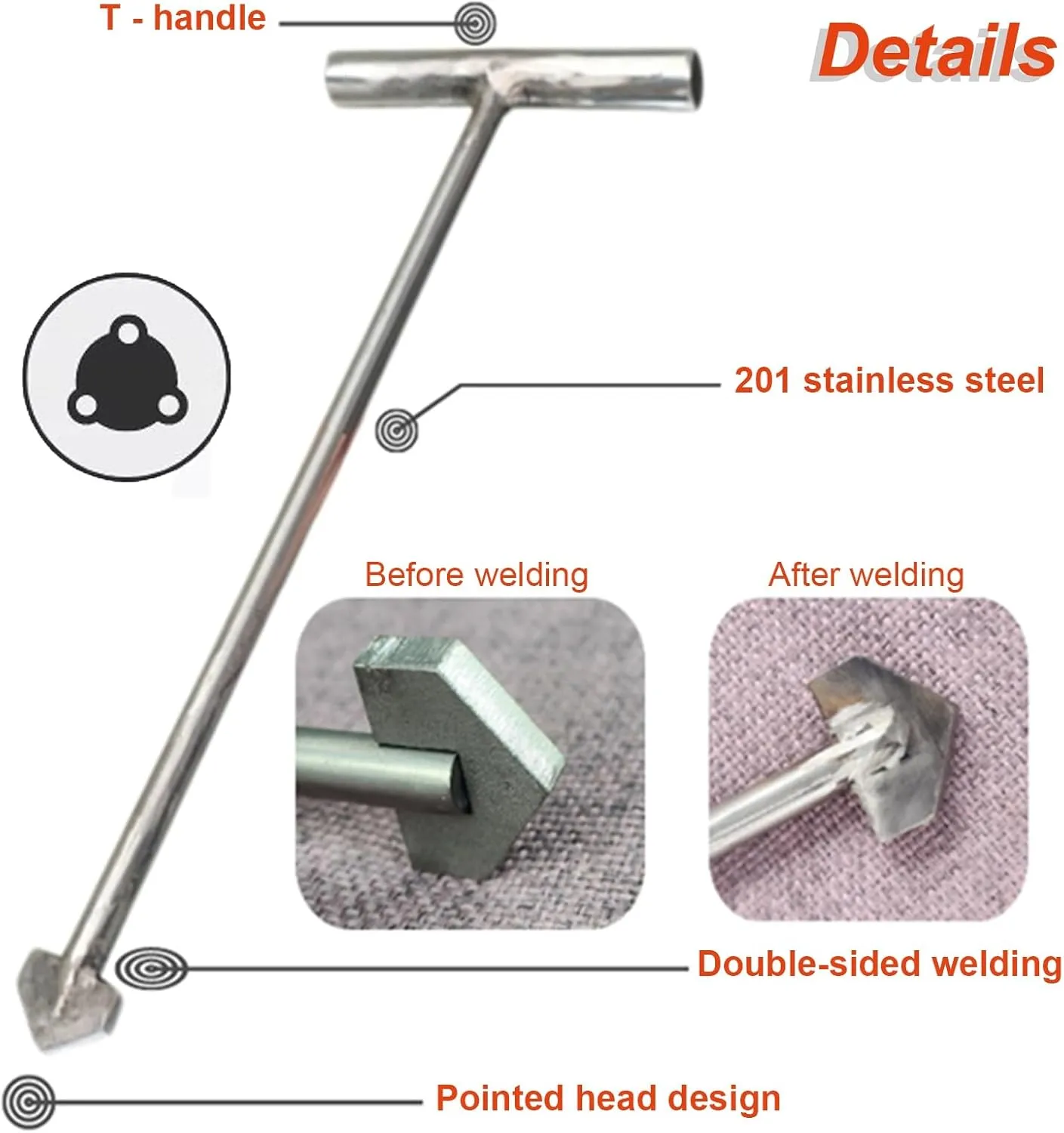 WDJBPSH 39 35 31 27 23 20 16 Inch Lenght Manhole Cover T Hook, Protable Hand Hole Hook for Moving Lifting and Pulling, Lids Pullers with I-Shaped Tip(Dia-8mm,L - 7.8in)