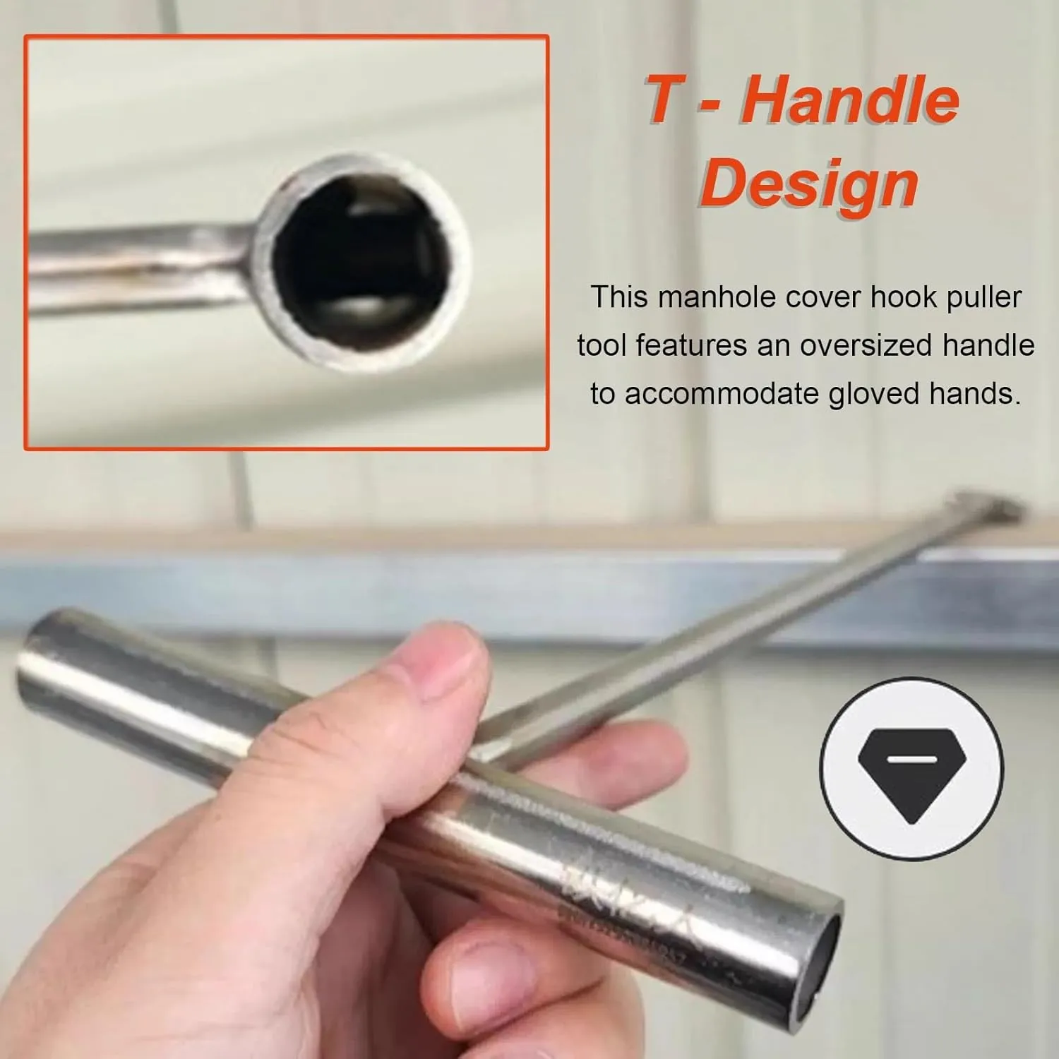 WDJBPSH 39 35 31 27 23 20 16 Inch Lenght Manhole Cover T Hook, Protable Hand Hole Hook for Moving Lifting and Pulling, Lids Pullers with I-Shaped Tip(Dia-8mm,L - 7.8in)