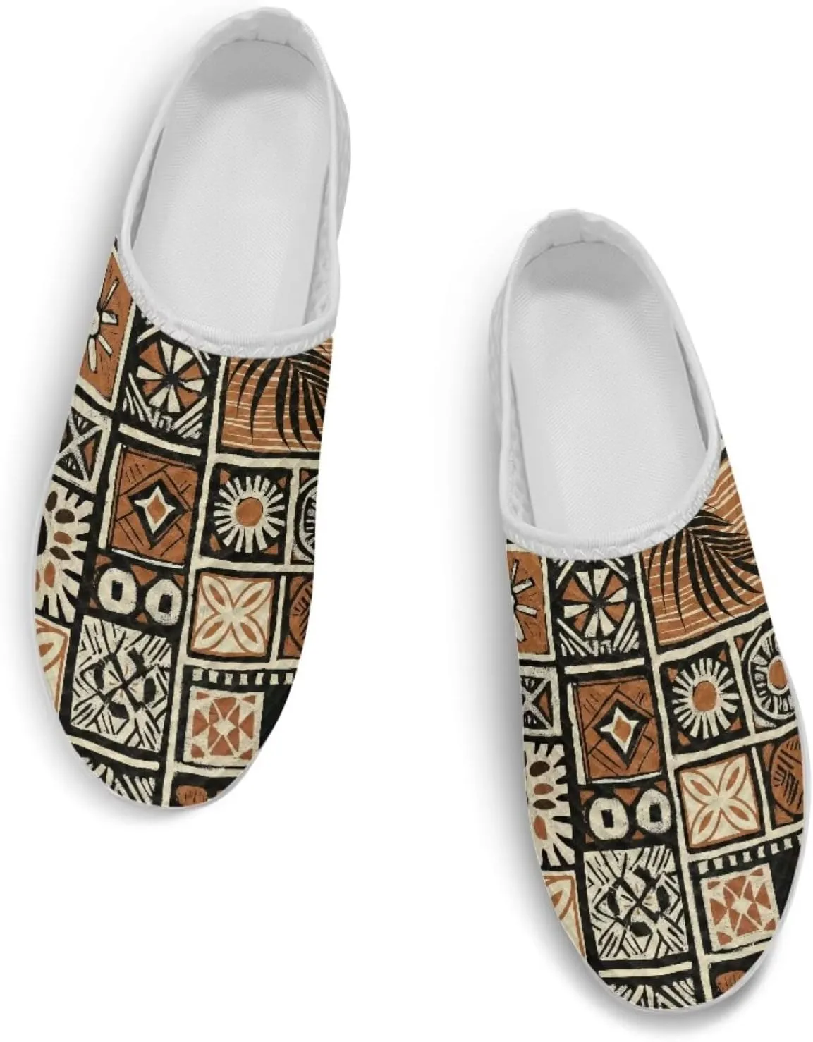 Western Aztec Print Mule Tennis Shoes for Women Flats Garden Shoes Mesh Running Sneakers, Arch Support US 6-13.5