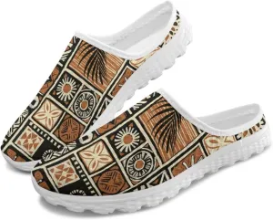 Western Aztec Print Mule Tennis Shoes for Women Flats Garden Shoes Mesh Running Sneakers, Arch Support US 6-13.5