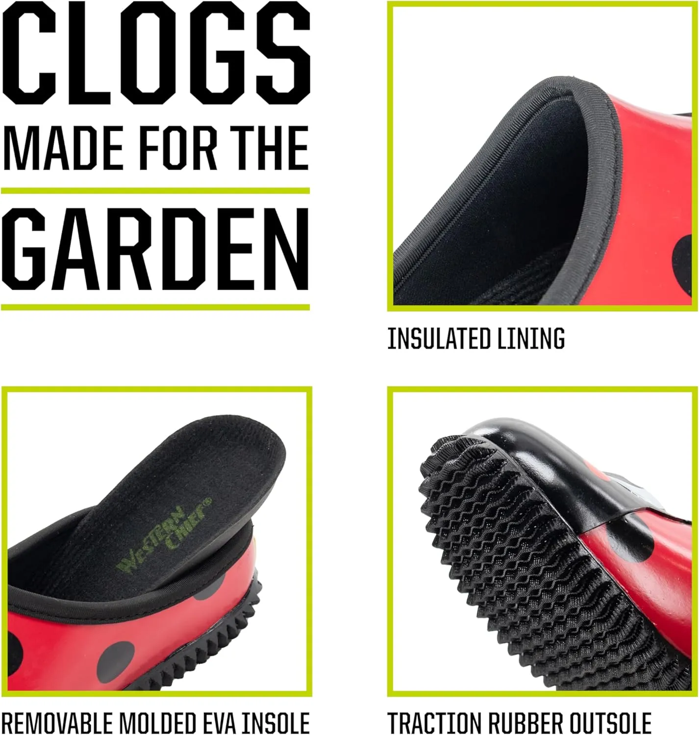 Western Chief Womens Waterproof Clog with Neoprene Lining and Rubber Outsole - Perfect for Garden and Outdoor Wear