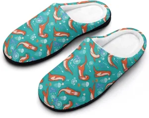 Women House Slippers Ladies Christmas Cotton Slippers Memory Foam Clog Slippers Non-Slip Warm Indoor Outdoor Shoes