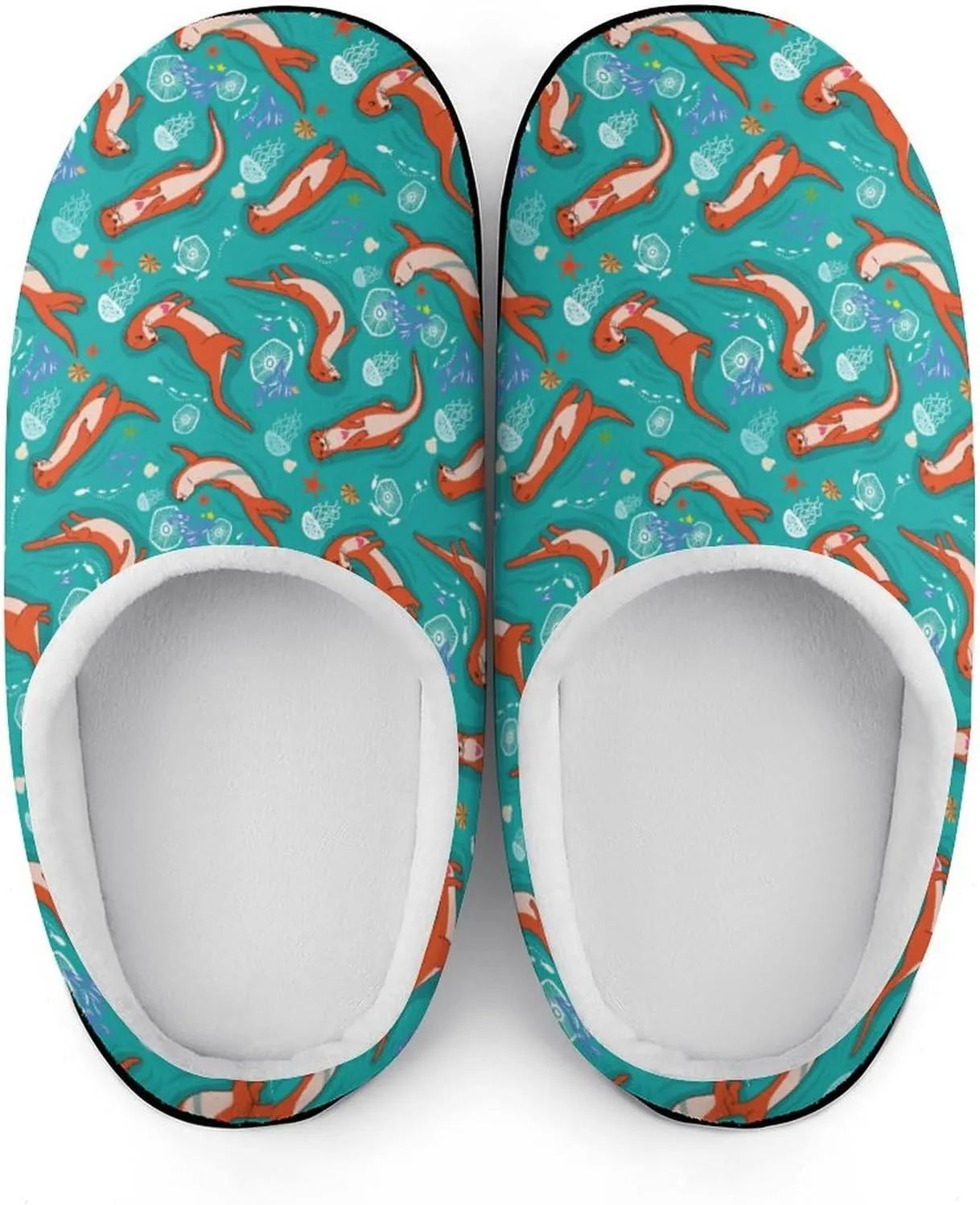 Women House Slippers Ladies Christmas Cotton Slippers Memory Foam Clog Slippers Non-Slip Warm Indoor Outdoor Shoes