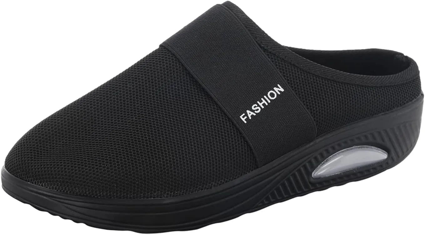Women's Backless Slip on Mesh Sneakers Shoes Walking Shoes Women Slip On Black Casual Shoes White Platform Sneakers Steel Toe Tennis Shoe Loafers Casual Slip On