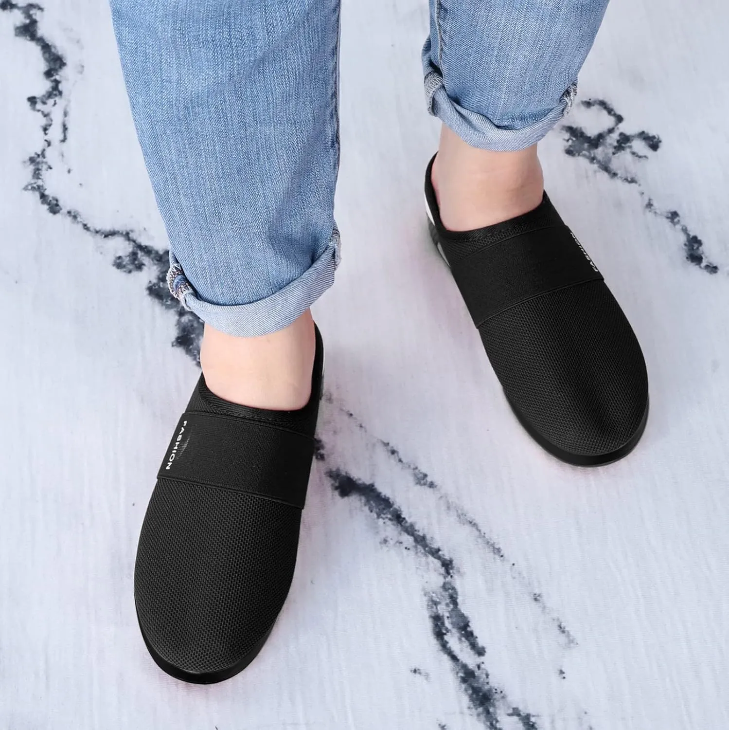 Women's Backless Slip on Mesh Sneakers Shoes Walking Shoes Women Slip On Black Casual Shoes White Platform Sneakers Steel Toe Tennis Shoe Loafers Casual Slip On