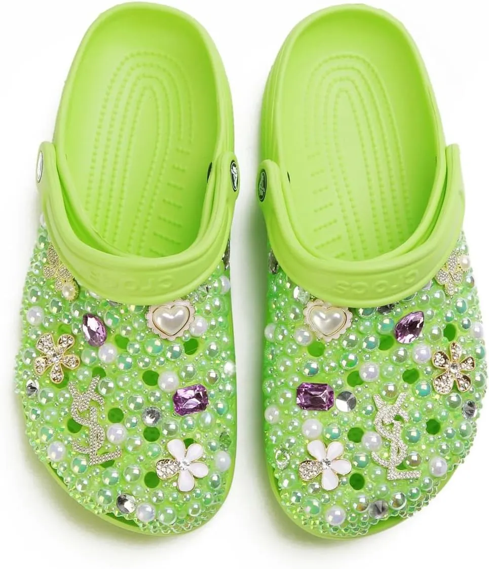 Womens Closed Toe Clog Shoes Slip on Bling Slides Mules