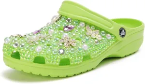 Womens Closed Toe Clog Shoes Slip on Bling Slides Mules