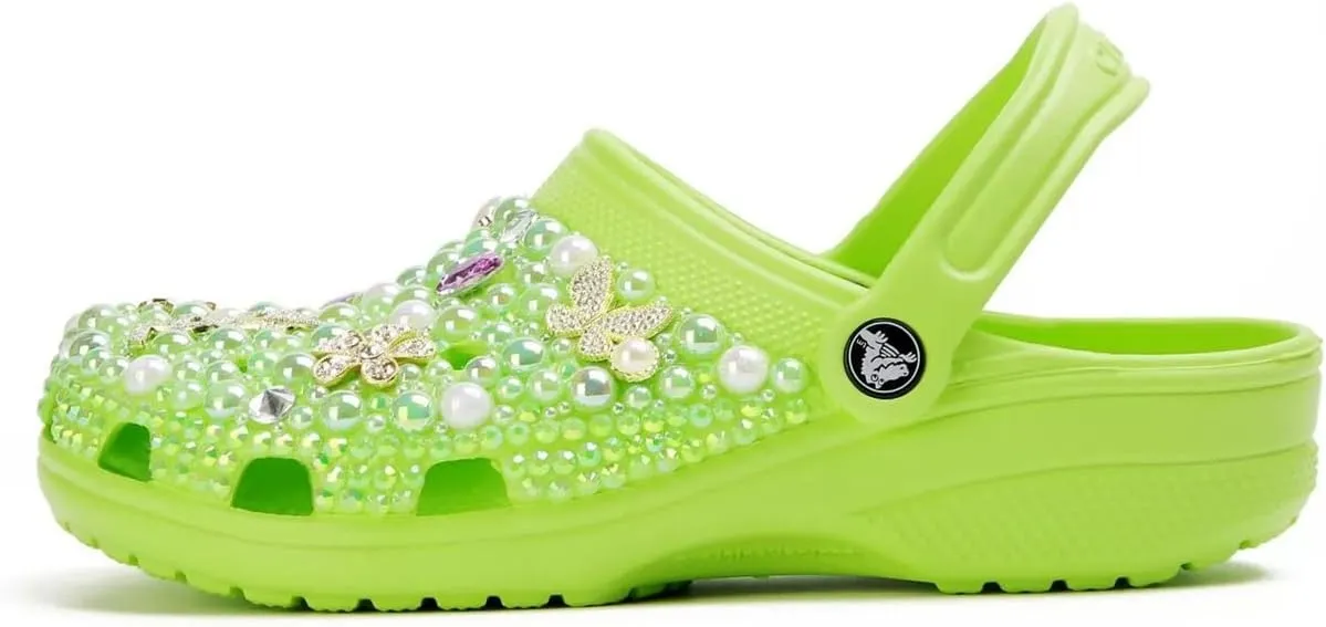 Womens Closed Toe Clog Shoes Slip on Bling Slides Mules