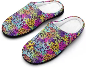 Womens Halloween Cotton Slippers Mens House Slippers Memory Foam Clog Slippers Non-Slip Sole Warm Indoor Outdoor Shoes