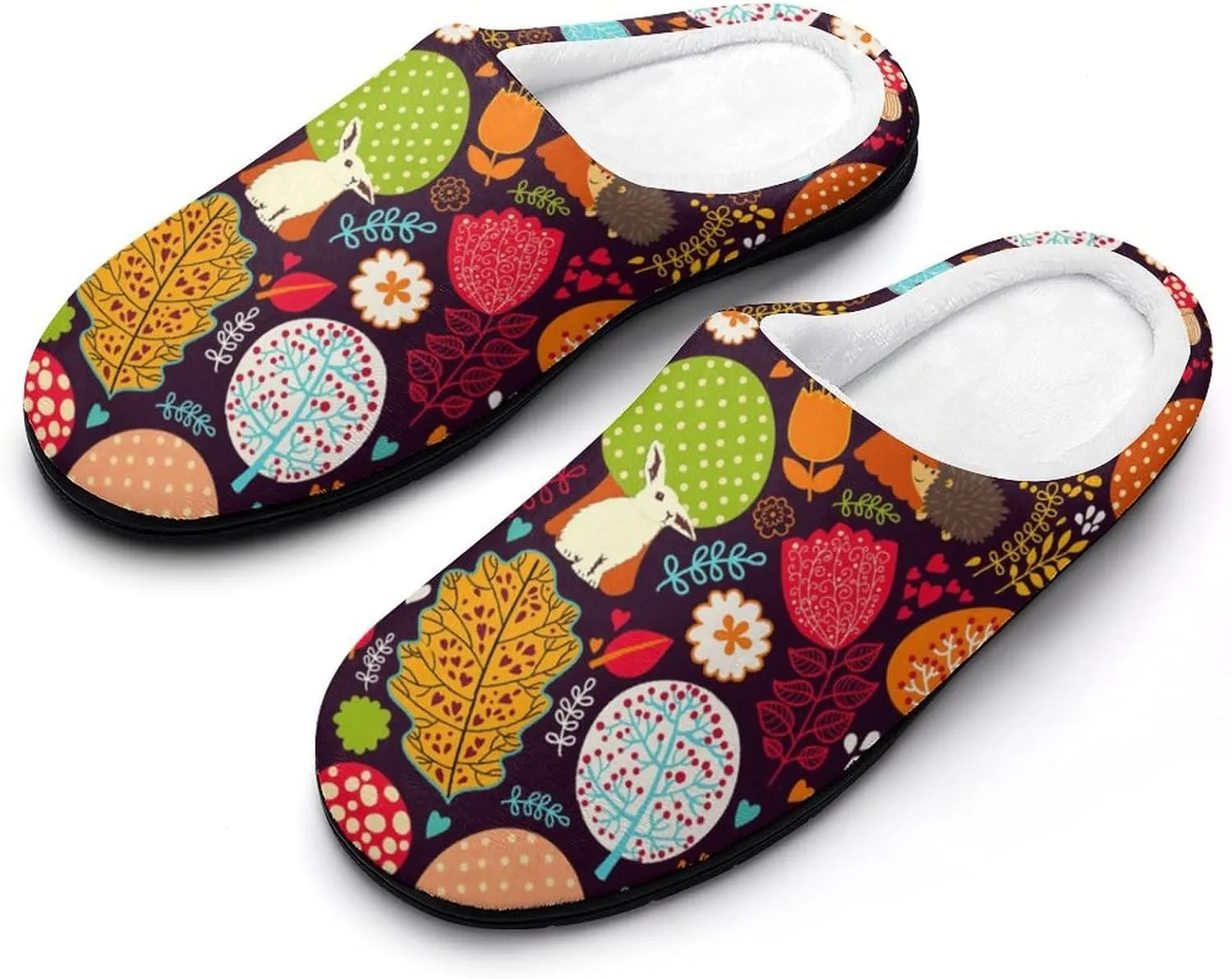 Womens Memory Foam Slippers Slip-On Shoes Ladies Halloween Slippers Warm Cotton House Slippers Indoor Outdoor Slippers