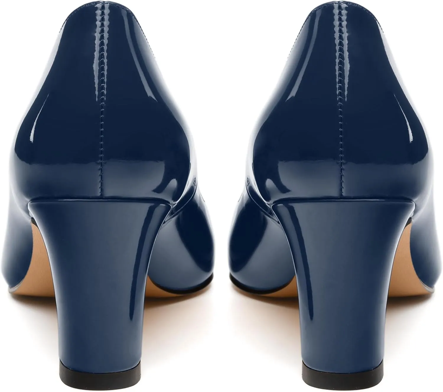 Women's Pumps, Pointed Closed Toe Mid Heels, Slip On Patent Shoes for Working Partying Wedding