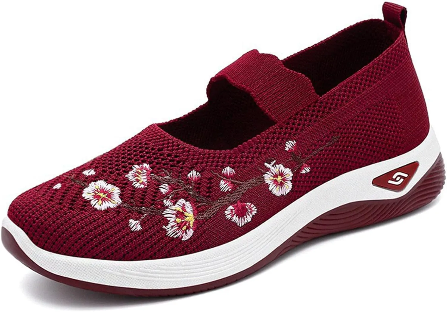 Women's Woven Orthopedic Breathable Soft Shoes Fashion Floral Embroidery Walking Shoes Comfy Platform Non Slip Work Shoe Casual Walking Sneakers