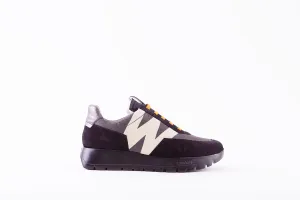 WONDERS A-2422 LACED WEDGE FASHION TRAINER - BLACK