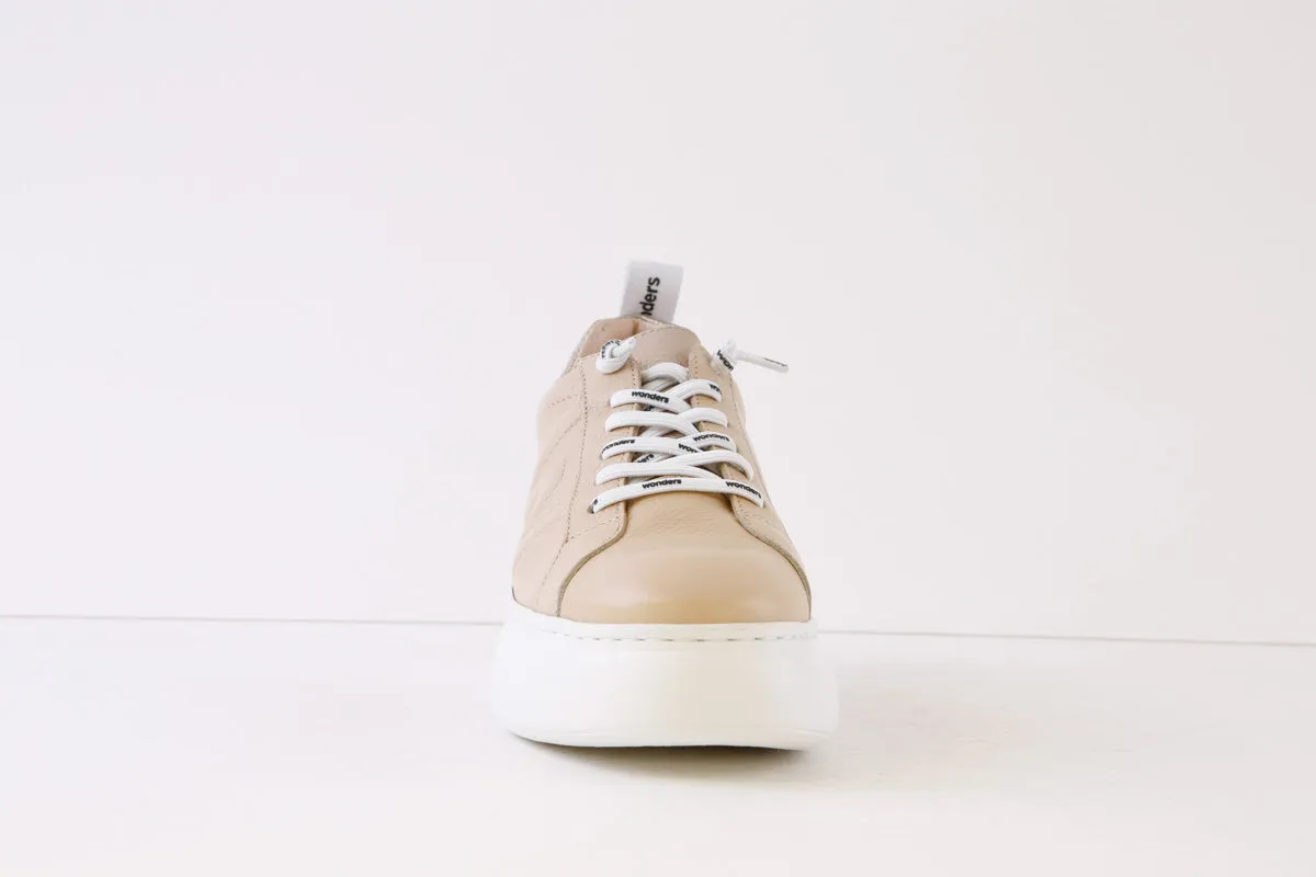 WONDERS - A-2632 SLIP-ON WEDGE FASHION SHOE - BEIGE/GOLD