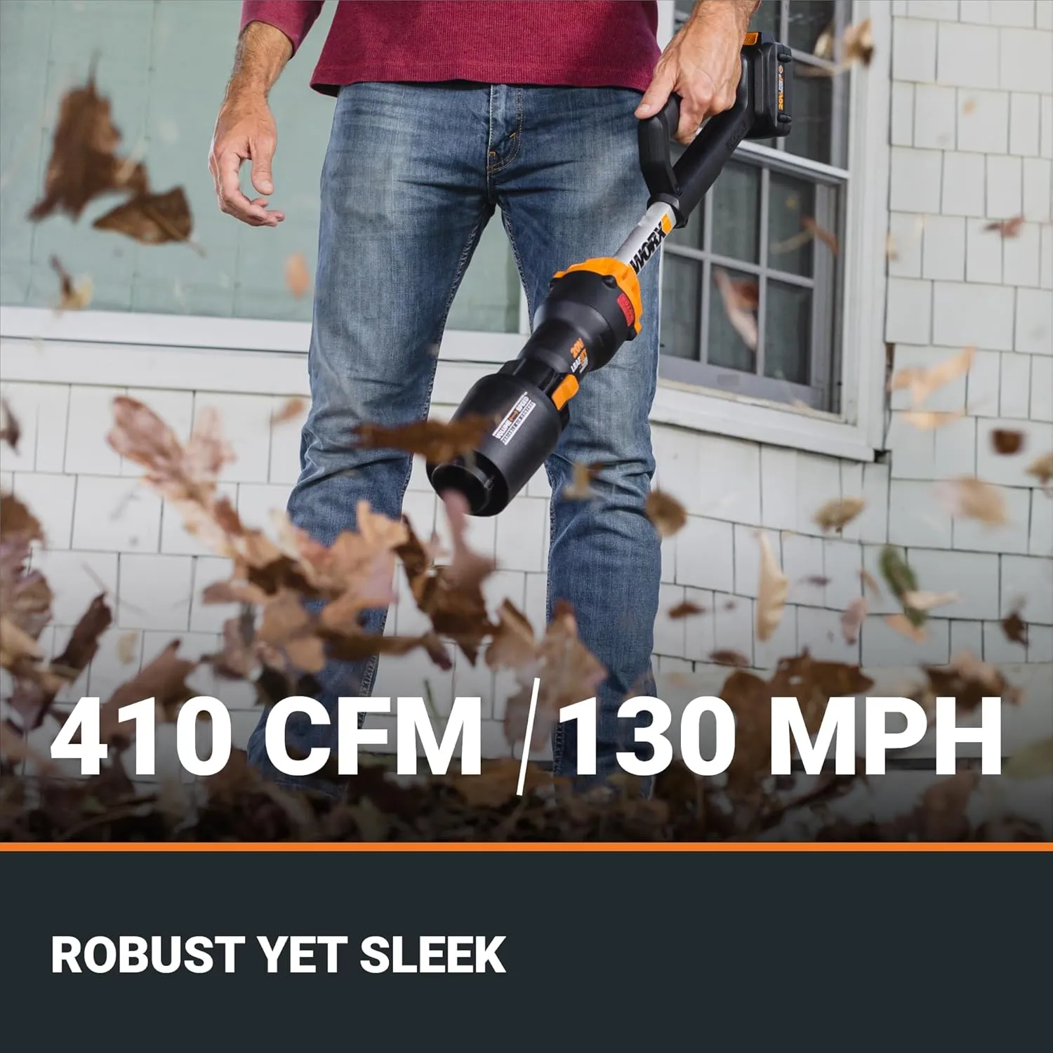 WORX Nitro WG543 20V Leaf Blower Cordless with Battery and Charger, Blowers for Lawn Care Only 3.8 Lbs., Cordless Leaf Blower Brushless Motor – Battery & Charger Included