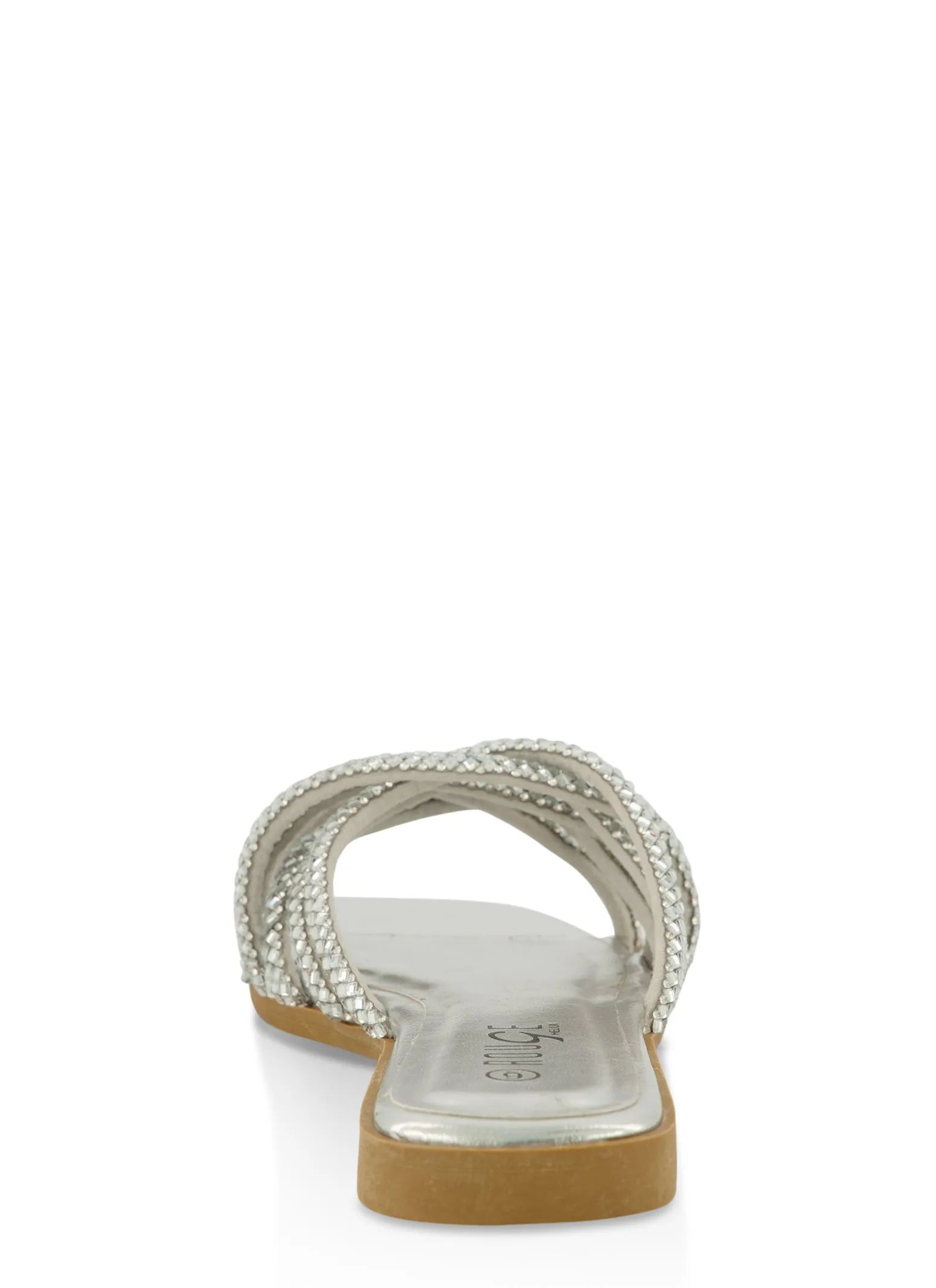 Woven Rhinestone Strappy Slide Sandals