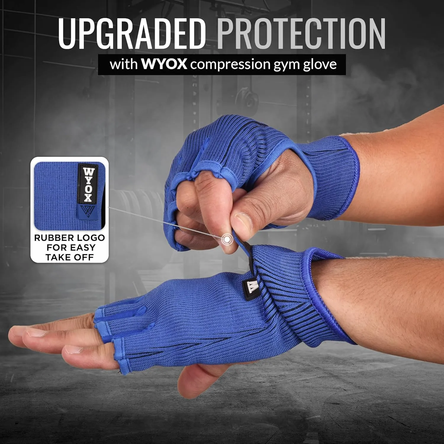 WYOX Boxing Hand Wraps Inner Gloves Men Women, Half Finger Under Mitts with Elasticated Bandages for Fist Protection, Ideal for Muay Thai, Kickboxing, MMA, and Martial Arts, Perfect for Training