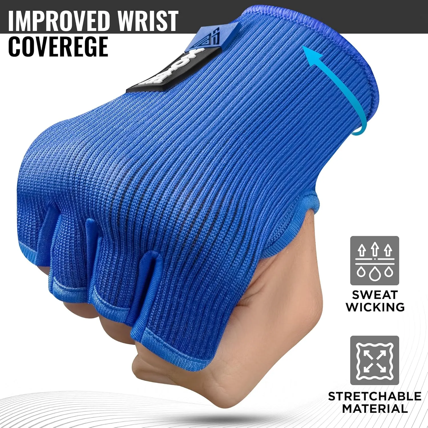 WYOX Boxing Hand Wraps Inner Gloves Men Women, Half Finger Under Mitts with Elasticated Bandages for Fist Protection, Ideal for Muay Thai, Kickboxing, MMA, and Martial Arts, Perfect for Training
