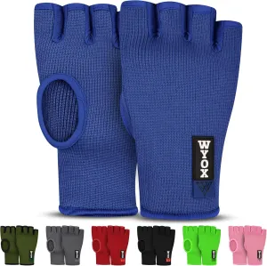 WYOX Boxing Hand Wraps Inner Gloves Men Women, Half Finger Under Mitts with Elasticated Bandages for Fist Protection, Ideal for Muay Thai, Kickboxing, MMA, and Martial Arts, Perfect for Training