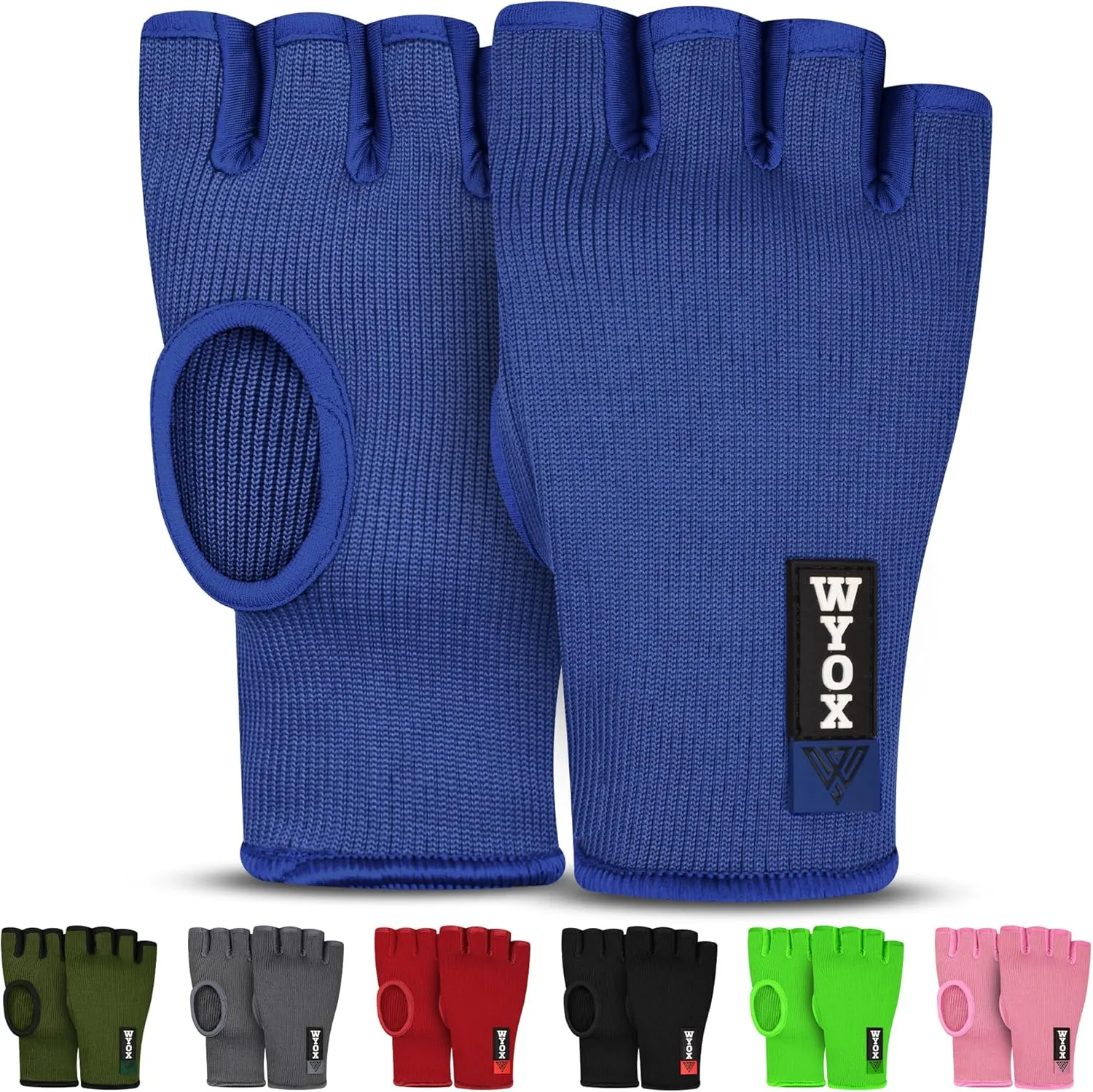 WYOX Boxing Hand Wraps Inner Gloves Men Women, Half Finger Under Mitts with Elasticated Bandages for Fist Protection, Ideal for Muay Thai, Kickboxing, MMA, and Martial Arts, Perfect for Training