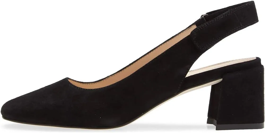 YDN Women Slingback Adjustable Slip On Strappy Block Chunky Mid Heels Pumps Square Toe Formal Loafer Shoes Size 4-15 US