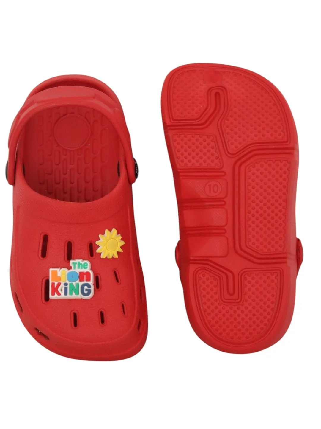 Yellow Bee Boys’ Disney The Lion King Clogs with Simba, Sun & Rainbow Charms – Red