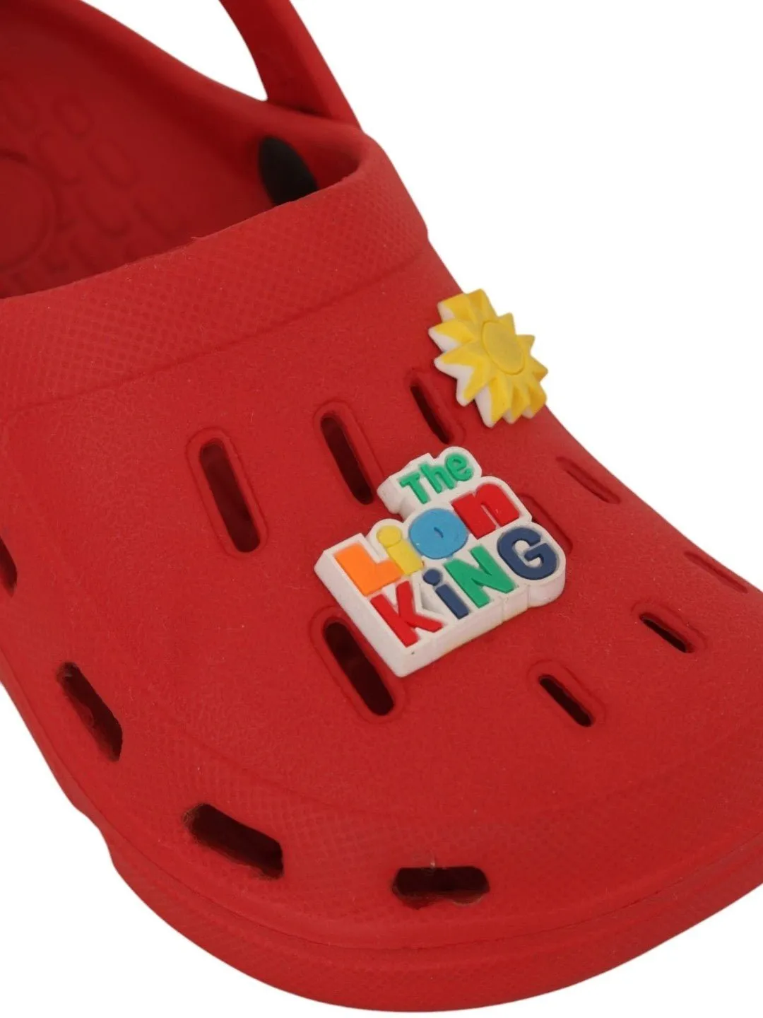 Yellow Bee Boys’ Disney The Lion King Clogs with Simba, Sun & Rainbow Charms – Red