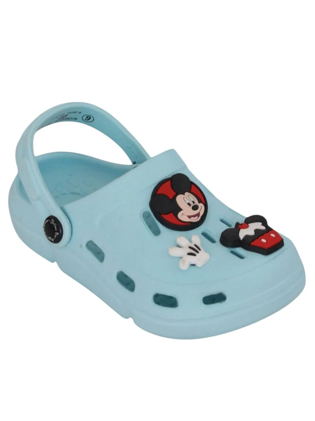 Yellow Bee Girls’ Disney Mickey & Minnie Mouse Clogs with Bow, Gloves & Cupcake Charms – Light Blue