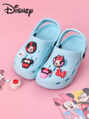 Yellow Bee Girls’ Disney Mickey & Minnie Mouse Clogs with Bow, Gloves & Cupcake Charms – Light Blue