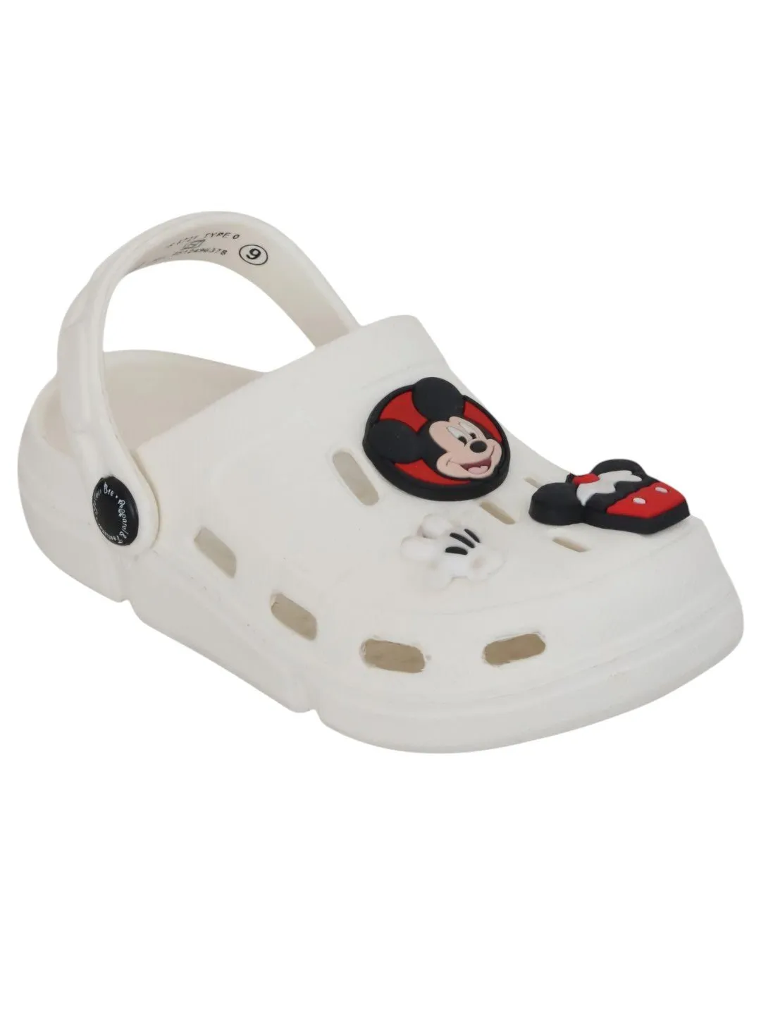 Yellow Bee Girls’ Disney Mickey & Minnie Mouse Clogs with Bow, Gloves & Cupcake Charms – White