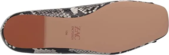 ZAC Zac Posen Women's Signature Flat with Buckle Detail Loafer, Black/White, 6.5