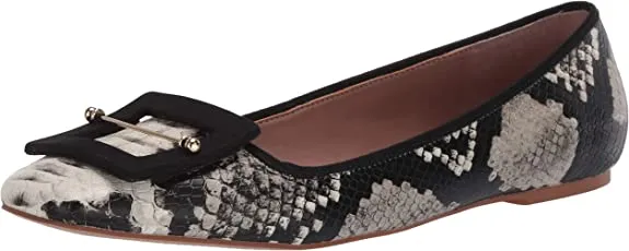 ZAC Zac Posen Women's Signature Flat with Buckle Detail Loafer, Black/White, 6.5