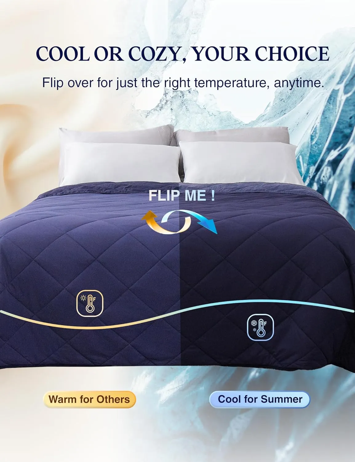 ZonLi Cooling Blanket for Hot Sleepers 50"x70", Q-Max 0.5 Lightweight Cool Touch Breathable Summer Blanket for Night Sweats, All-Season Cold Blankets, Dusk Blue