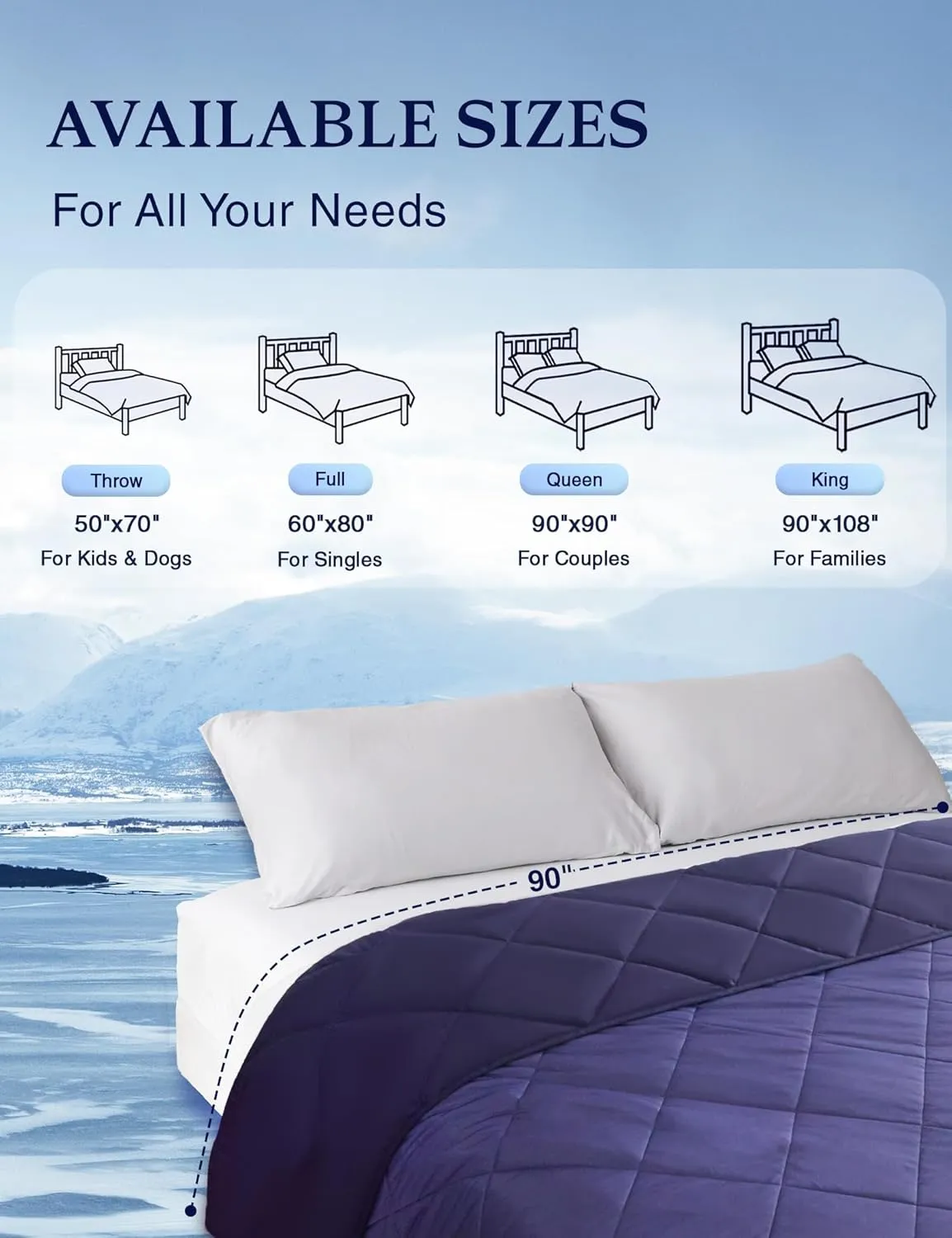 ZonLi Cooling Blanket for Hot Sleepers 50"x70", Q-Max 0.5 Lightweight Cool Touch Breathable Summer Blanket for Night Sweats, All-Season Cold Blankets, Dusk Blue